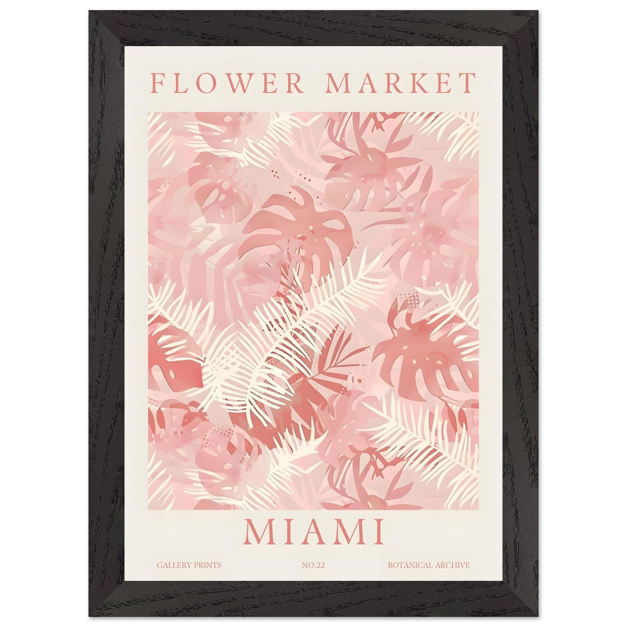 Artfulprints Poster met Lijst Flower market - Miami  - A4 21x29.7 cm - Roze
