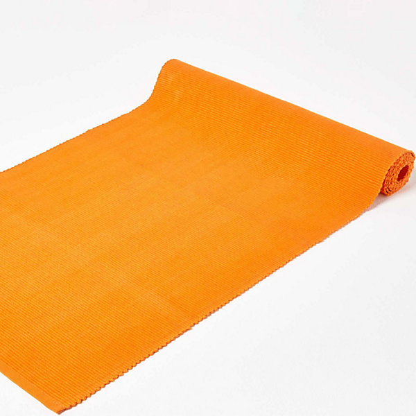 Chemin de table en coton uni, orange - HOMESCAPES