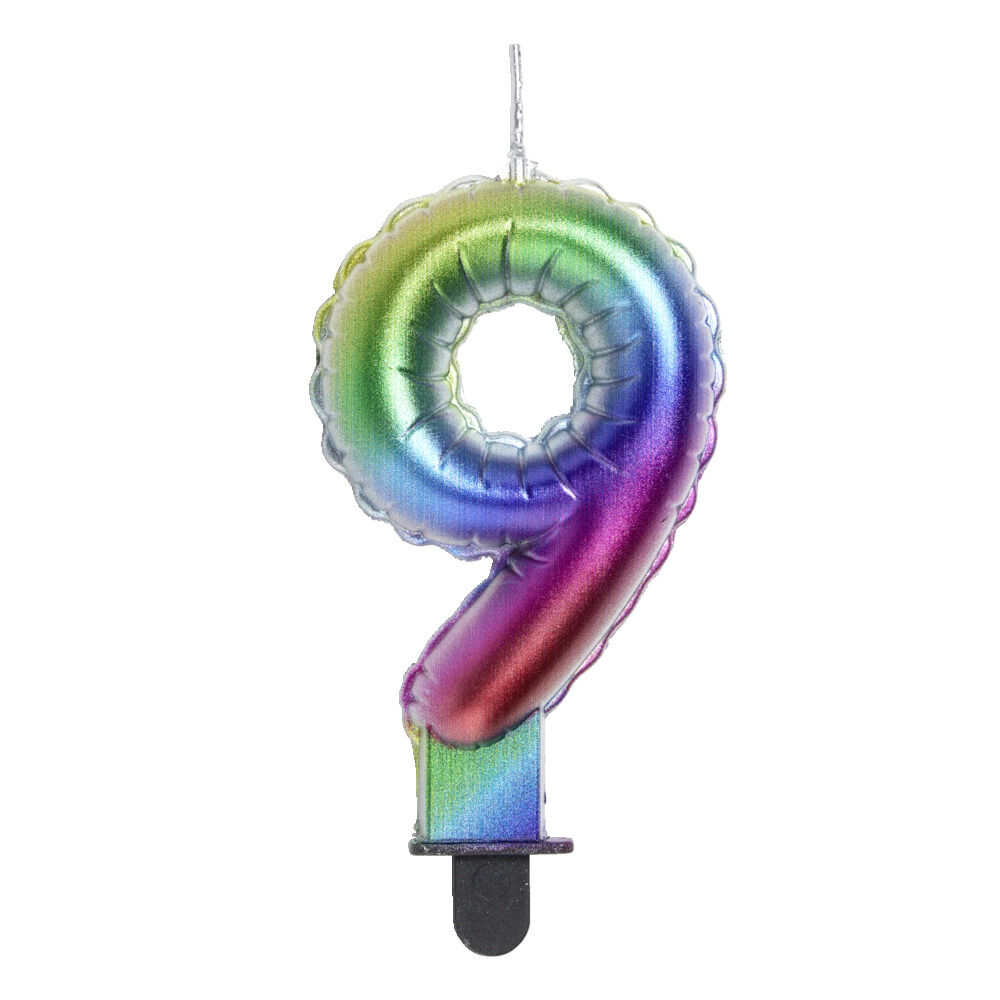Bougie anniversaire chiffre 9 iridescent