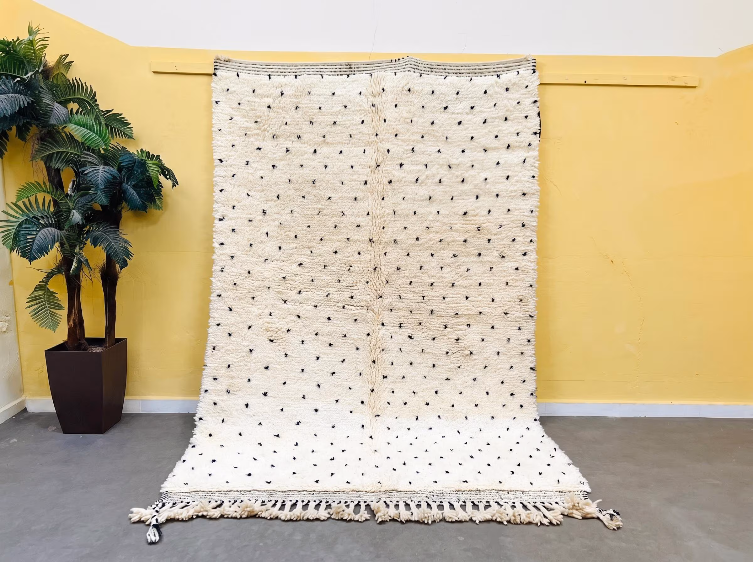 Beni ourain rug ivory dotted - Berber area rug - Minimlaist moroccan rug - Custom size rug - Wool area rug