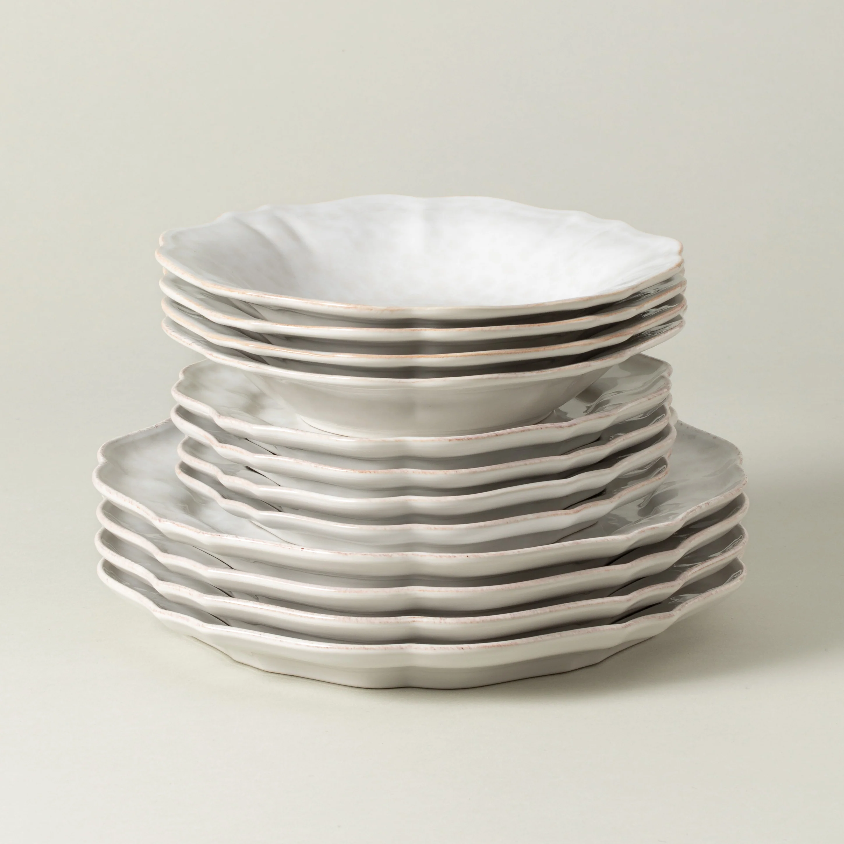 12-Piece Dinnerware Set with Soup/Pasta Plate Impressions, Casafina by COSTA NOVA