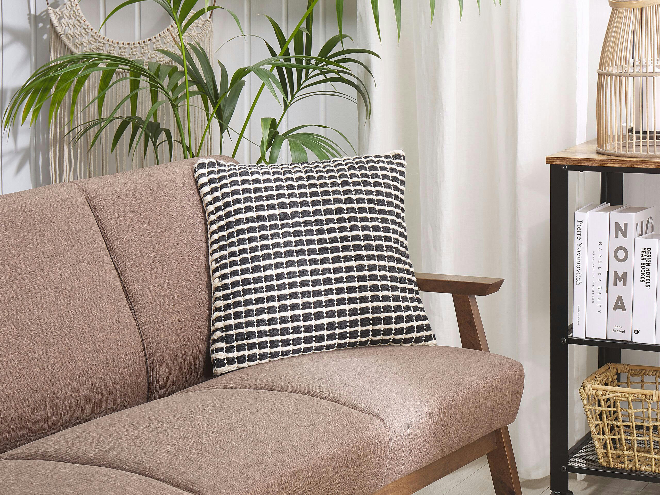 YONCALI - Lot de 2 coussin décoratifs en tissu noir 45x12cm