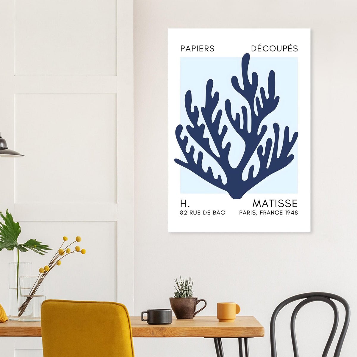 Artfulprints Poster Matisse – Coral harmony navy blue I  - 70x100 cm - Blauw