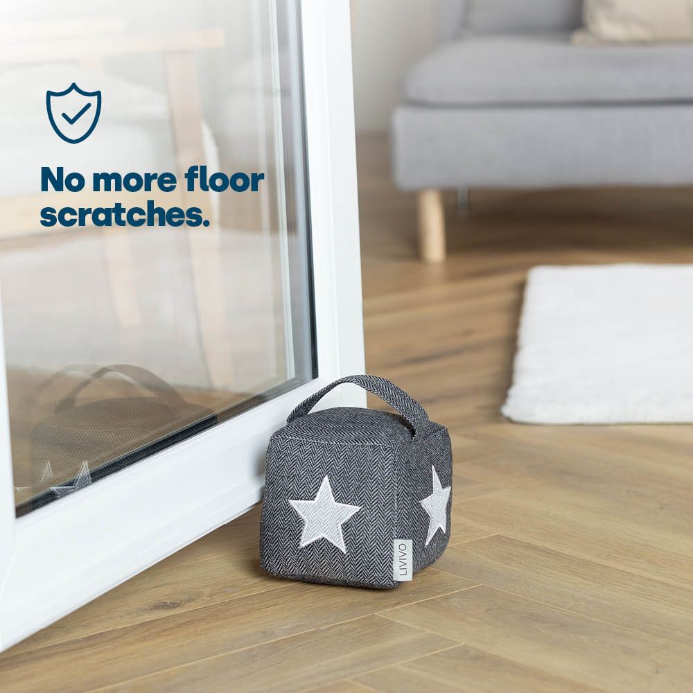 LIVIVO Weighted Door Stopper Star Fabric Door Stop Cube Grey White Door Stop for Indoor Doors Decorative Design