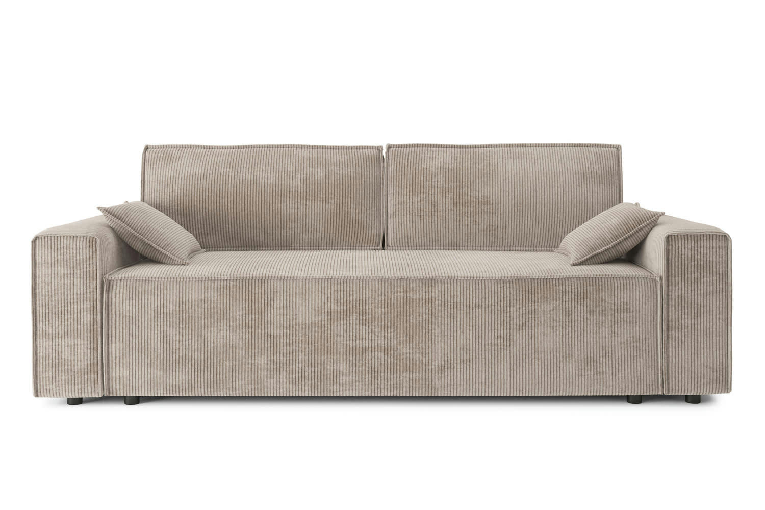 MARIUS - Canapé droit convertible en velours côtelé 3 places grège