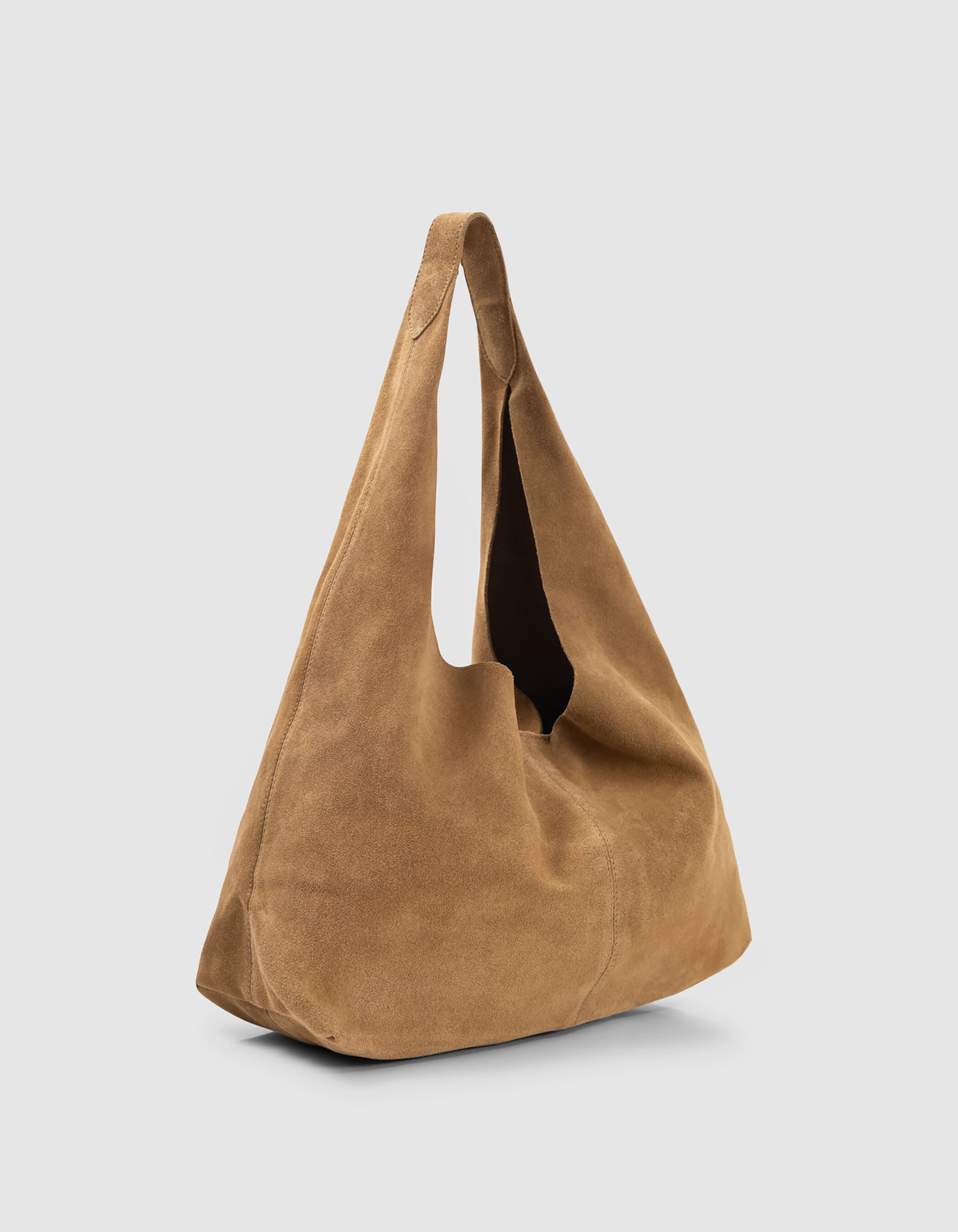 Sac Hobo kaki cuir velours
