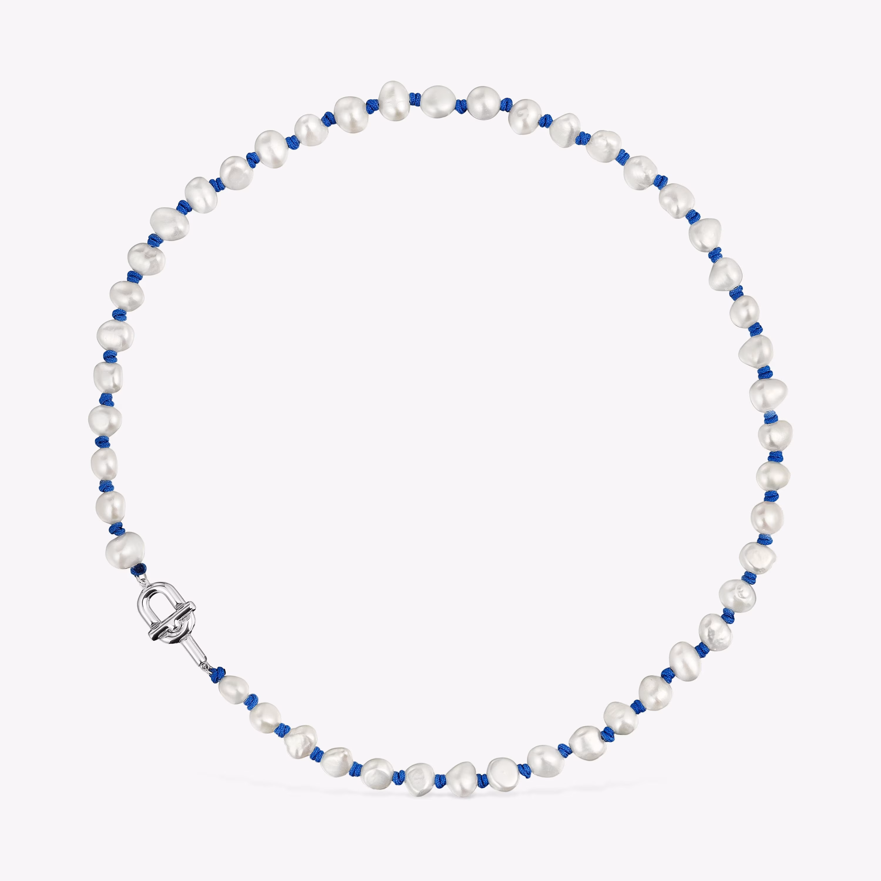 Collar de nylon azul con plata y perlas cultivadas 45 cm TOUS MANIFESTO