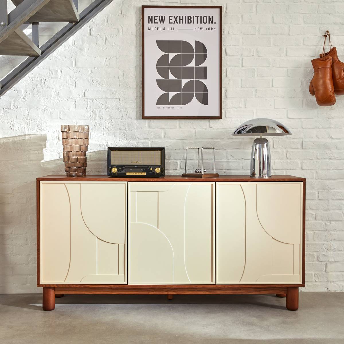 Buffet 3 doors 6 shelves "Jilani" Brown, 150x40 cm