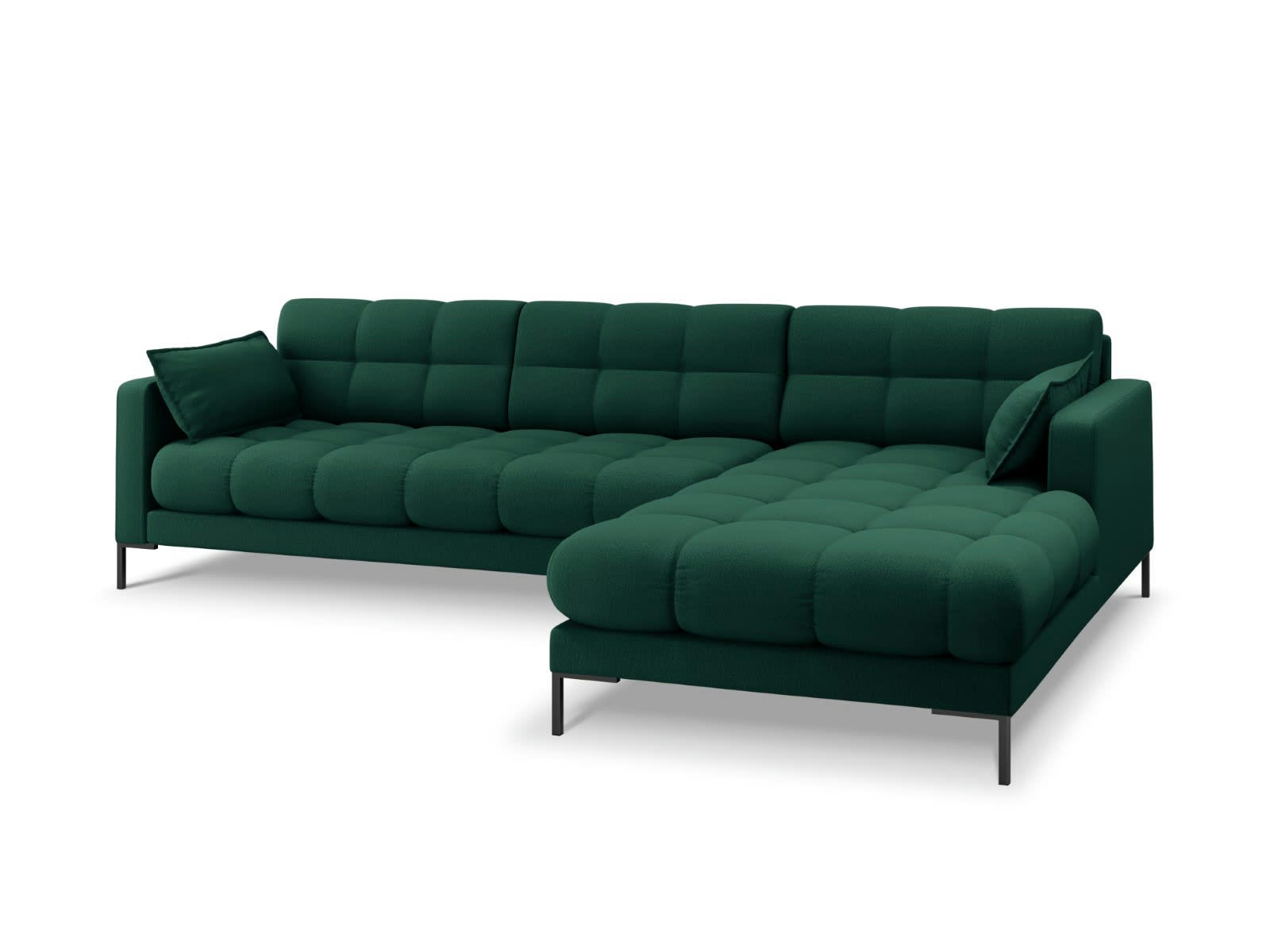 MAMAIA - Canapé d'angle droit 5 places en tissu structurel vert