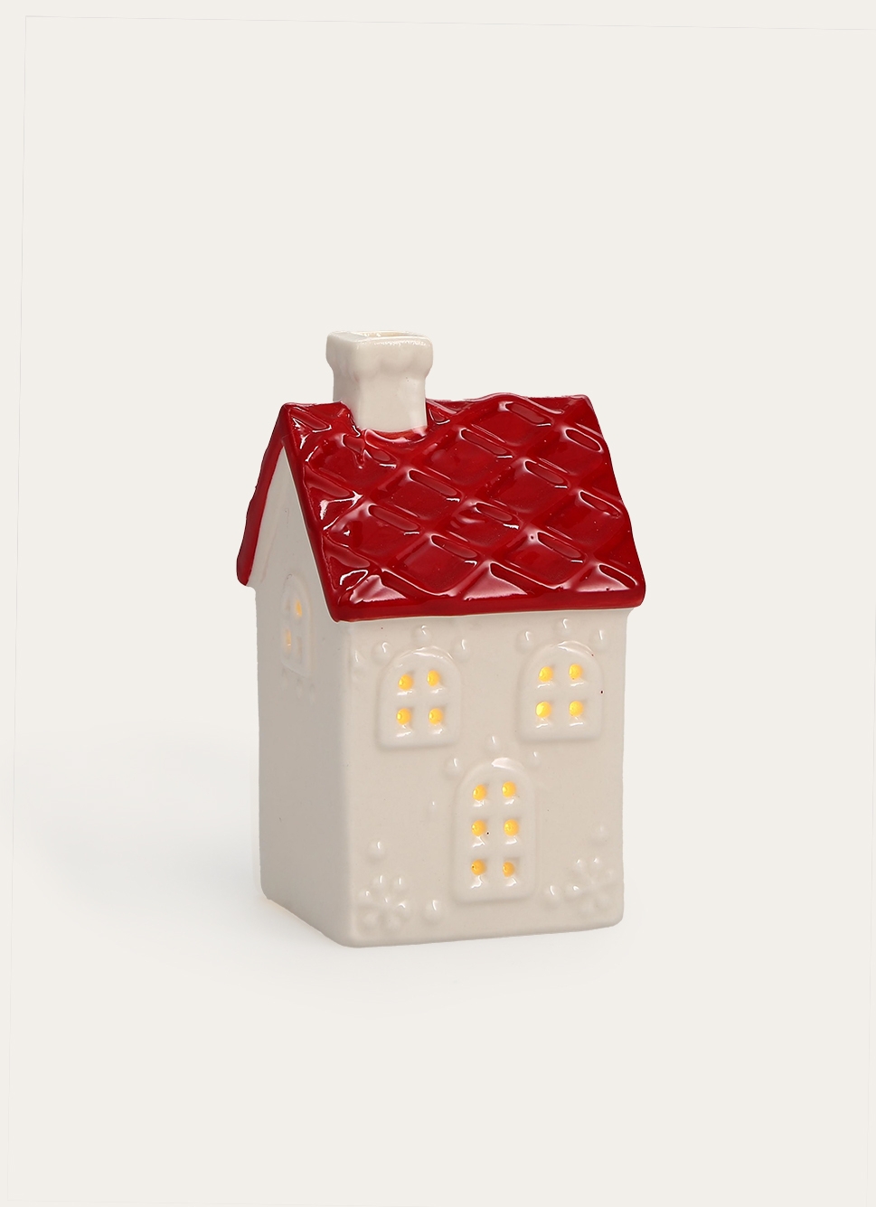 PETITE MAISON LUMINEUSE EN PORCELAINE ROUGE