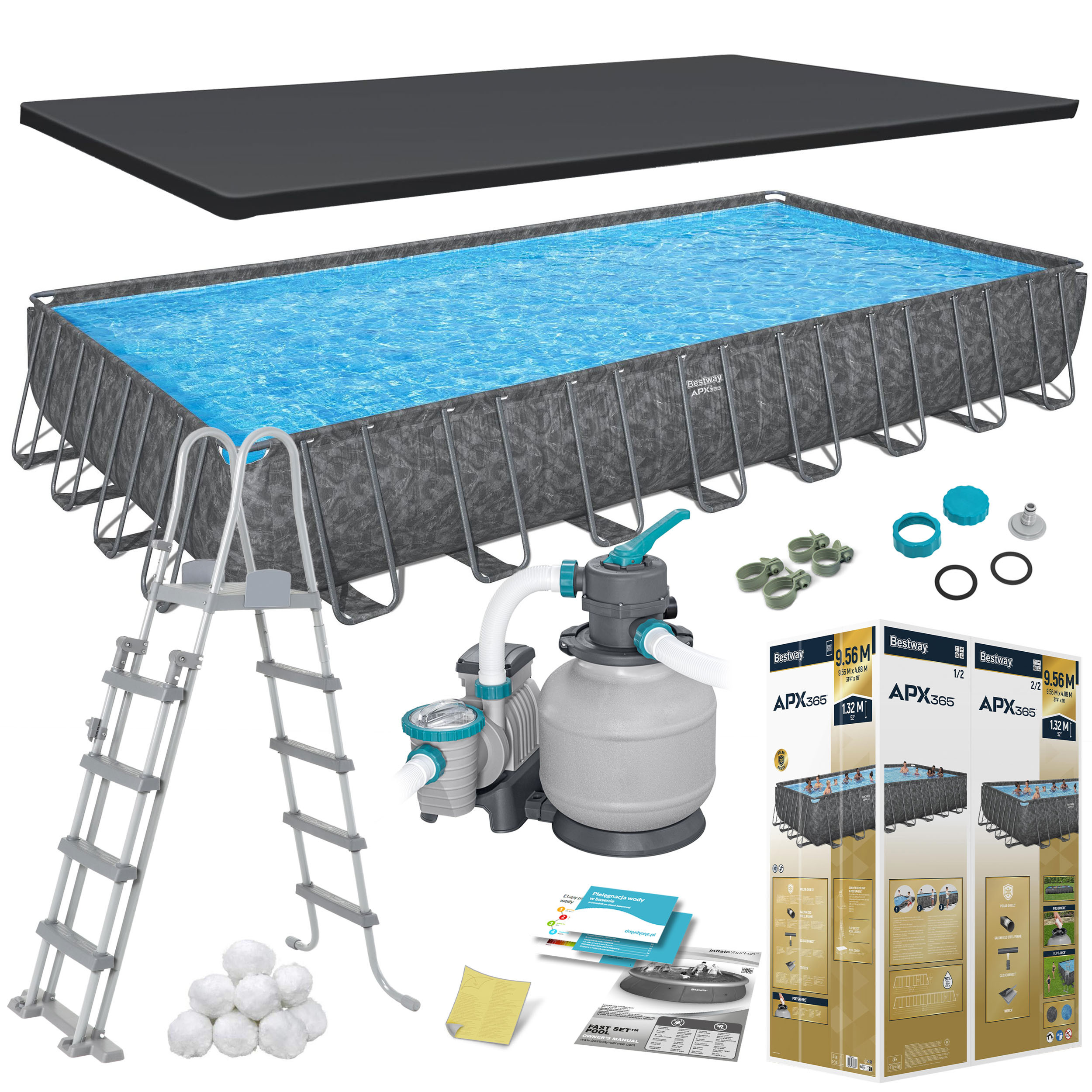 Basen stelażowy ogrodowy całoroczny 956x488x132cm Bestway 561KJ
