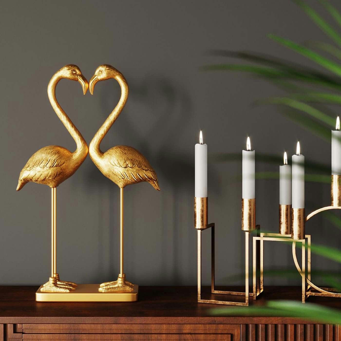 FLAMINGO LOVE - Déco couple c?ur flamants dorés 63cm Kare Design