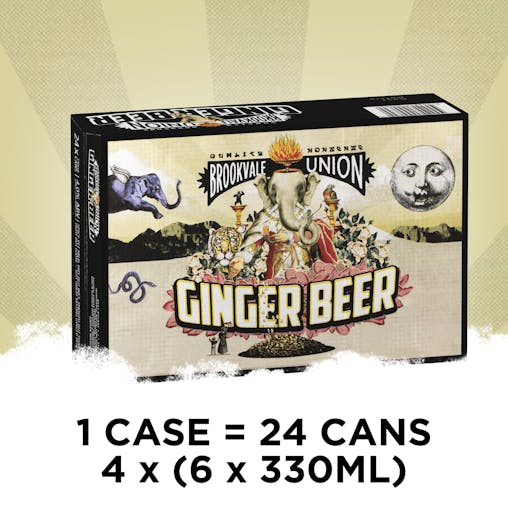 Brookvale Union Alcoholic Ginger Beer, Spicy & Smooth Finish, 4% ABV, 330mL (Case of 24 Cans)