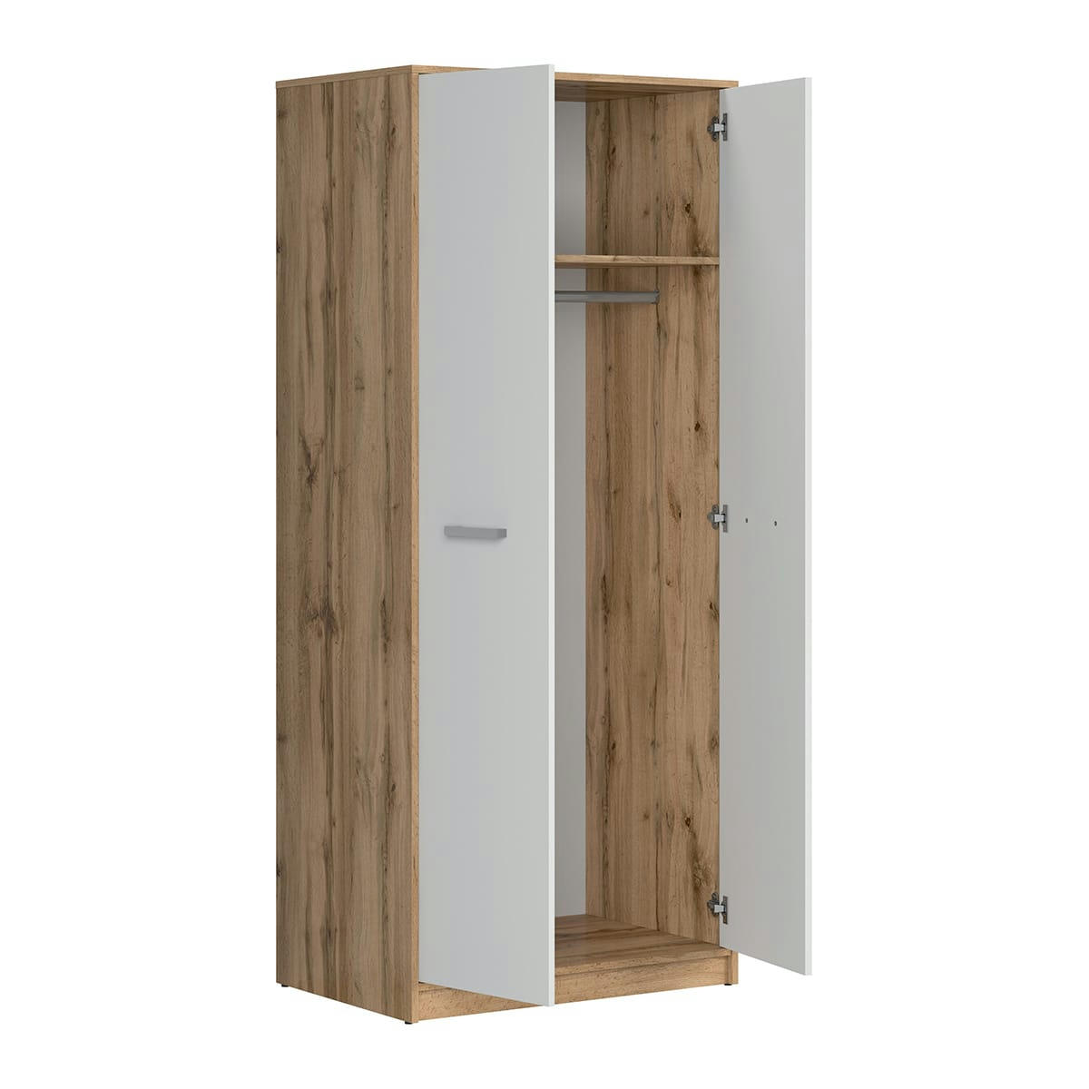 - Armoire 2 portes stratifiés blanc et naturel