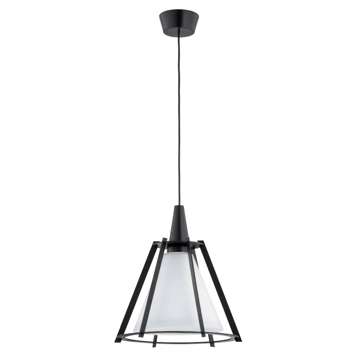 Lampa wisząca czarno-biała POMONA 1xE27x15W wym: 95x33x33 cm Alfa