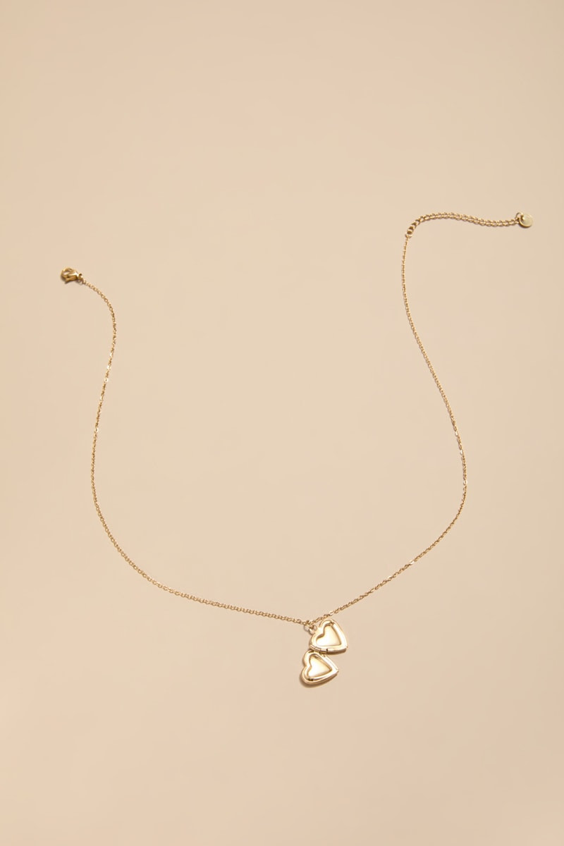 Iva Stainless Steel Gold Locket Pendant Necklace