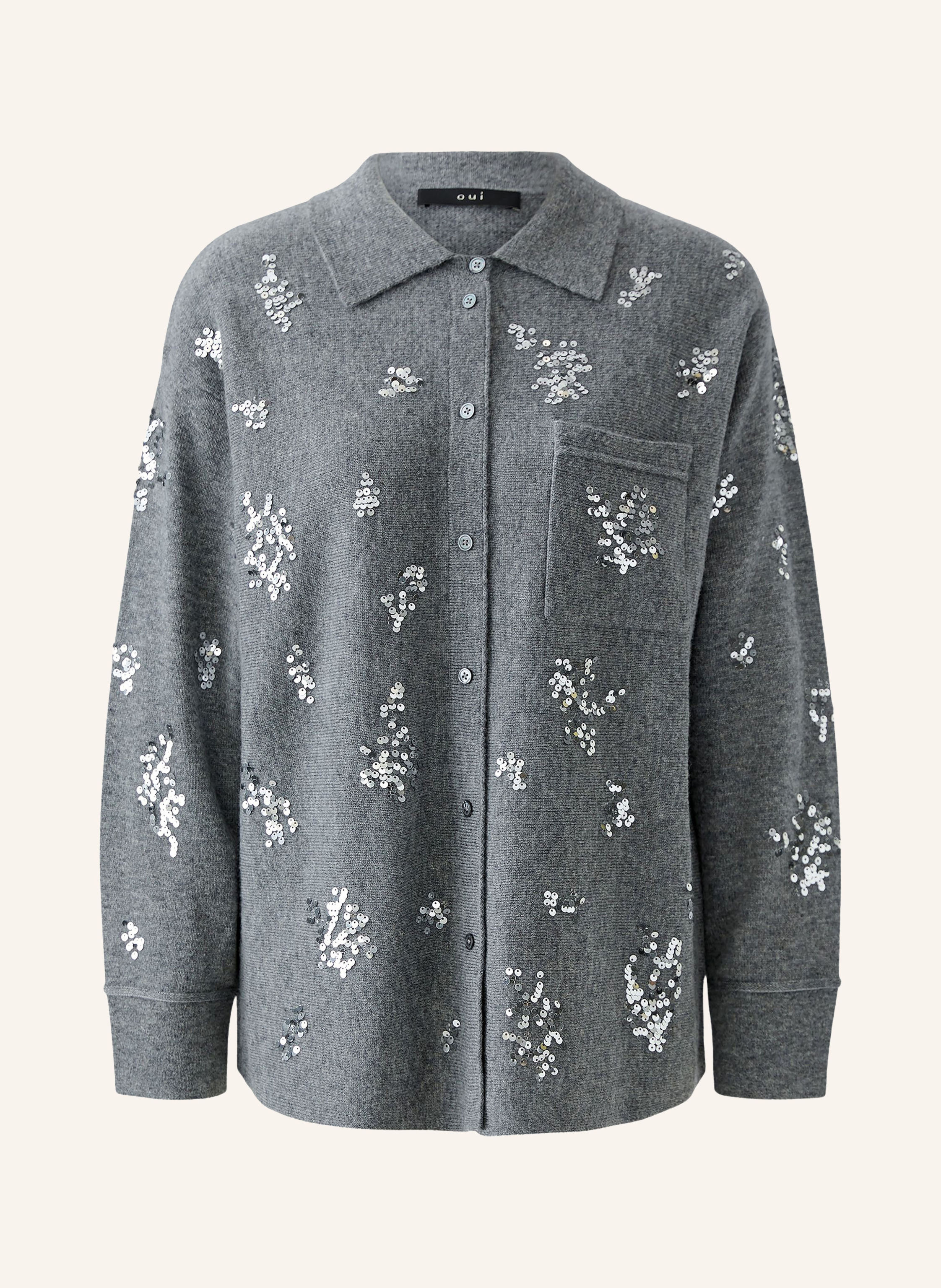 Oui Strickbluse mit Pailletten