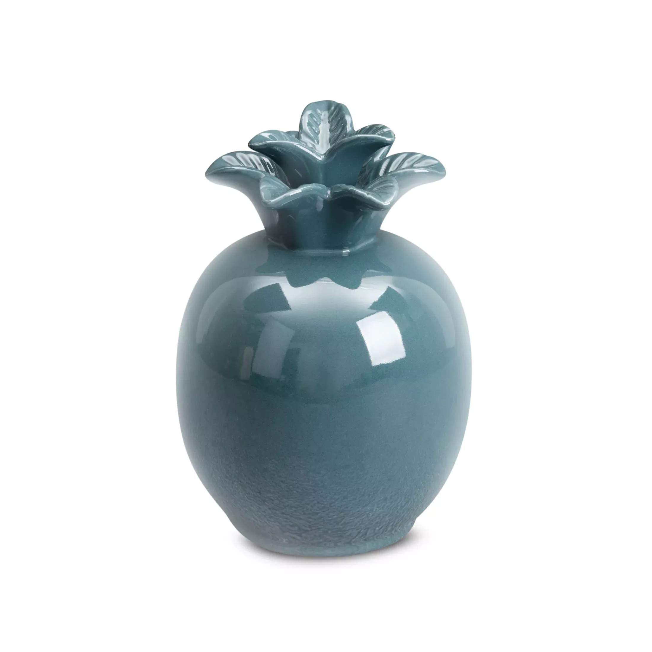 Figurka ceramiczna turkusowa ananas z perłowym połyskiem średnica 11x16 cm SIMONA