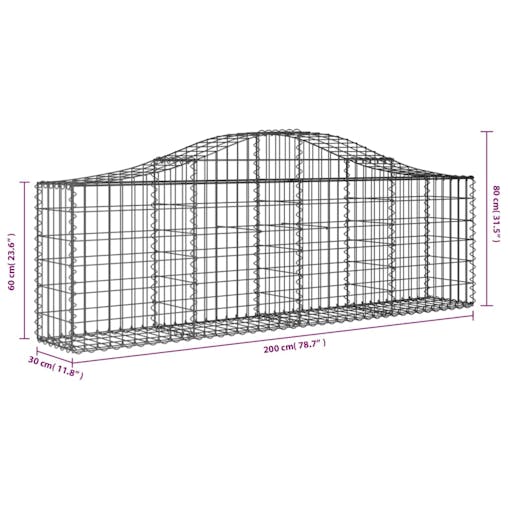 NNEVL Arched Gabion Basket 200x30x60/80 cm Galvanised Iron