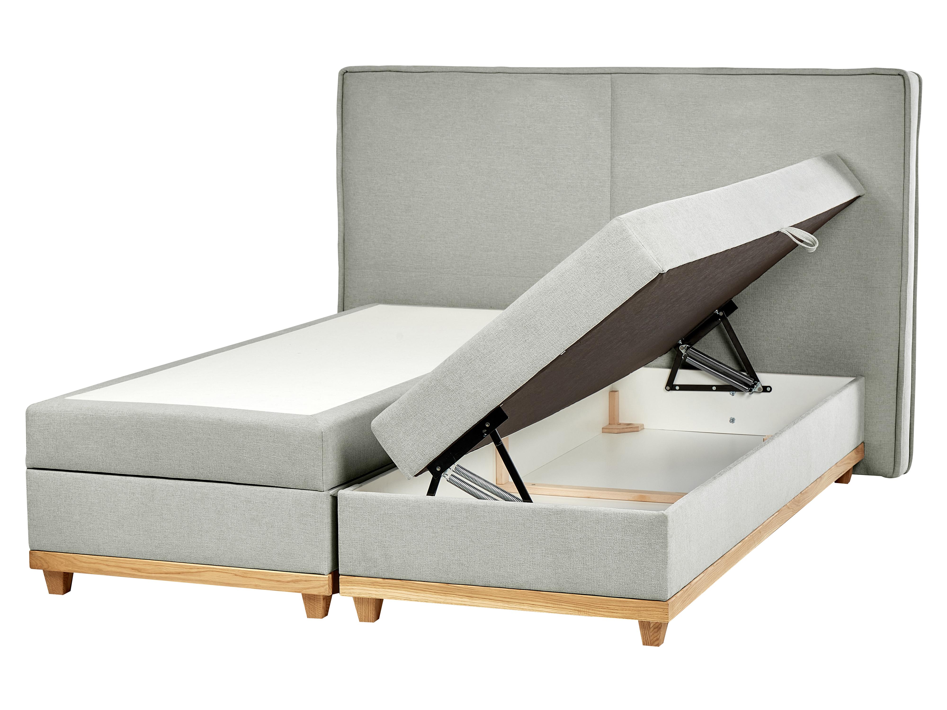 Divan Bed with Storage Fabric DYNASTY 160 x 200 cm (EU King Size) Light Grey