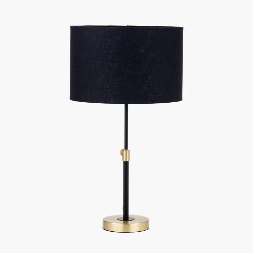 Ruma Black and Gold Metal Rise and Fall Table Lamp