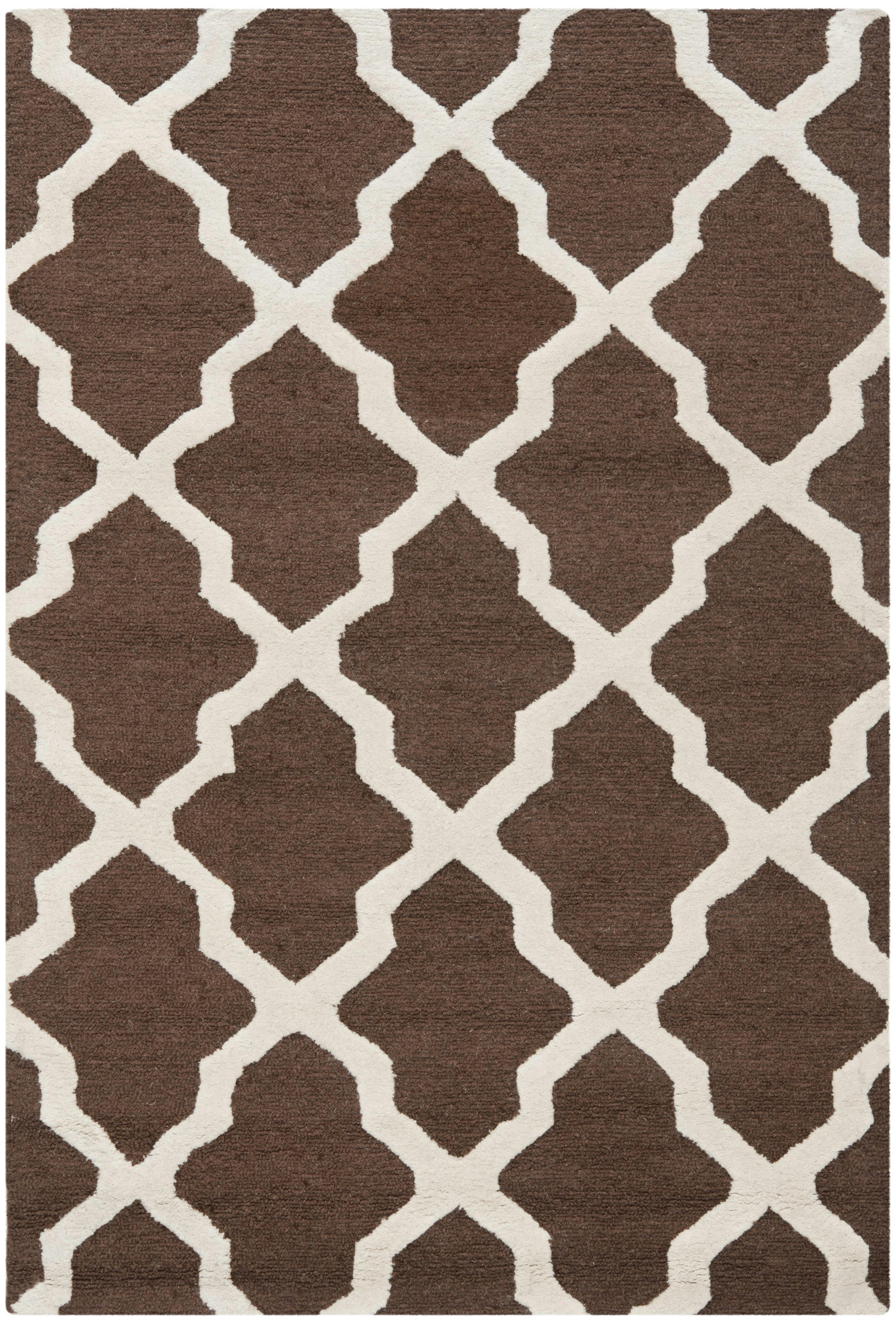 CAMBRIDGE - Tapis de salon interieur en marron fonce & ivoire, 122 x 183 cm