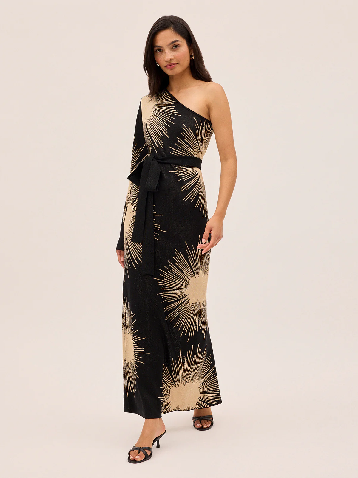Esme Sunburst Lurex One Shoulder Dress