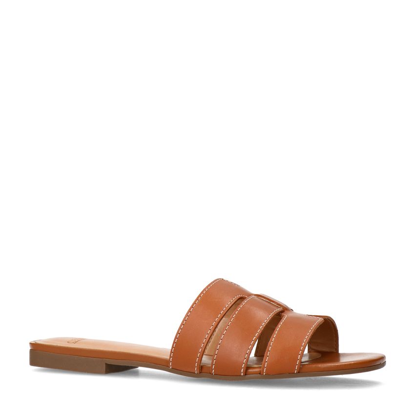 Manfield Cognac leren slippers