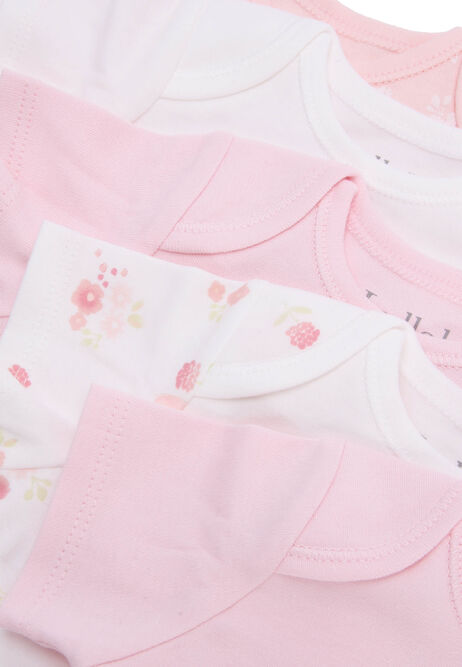 Baby Girls 5pk Pink Bunny Print Bodysuits