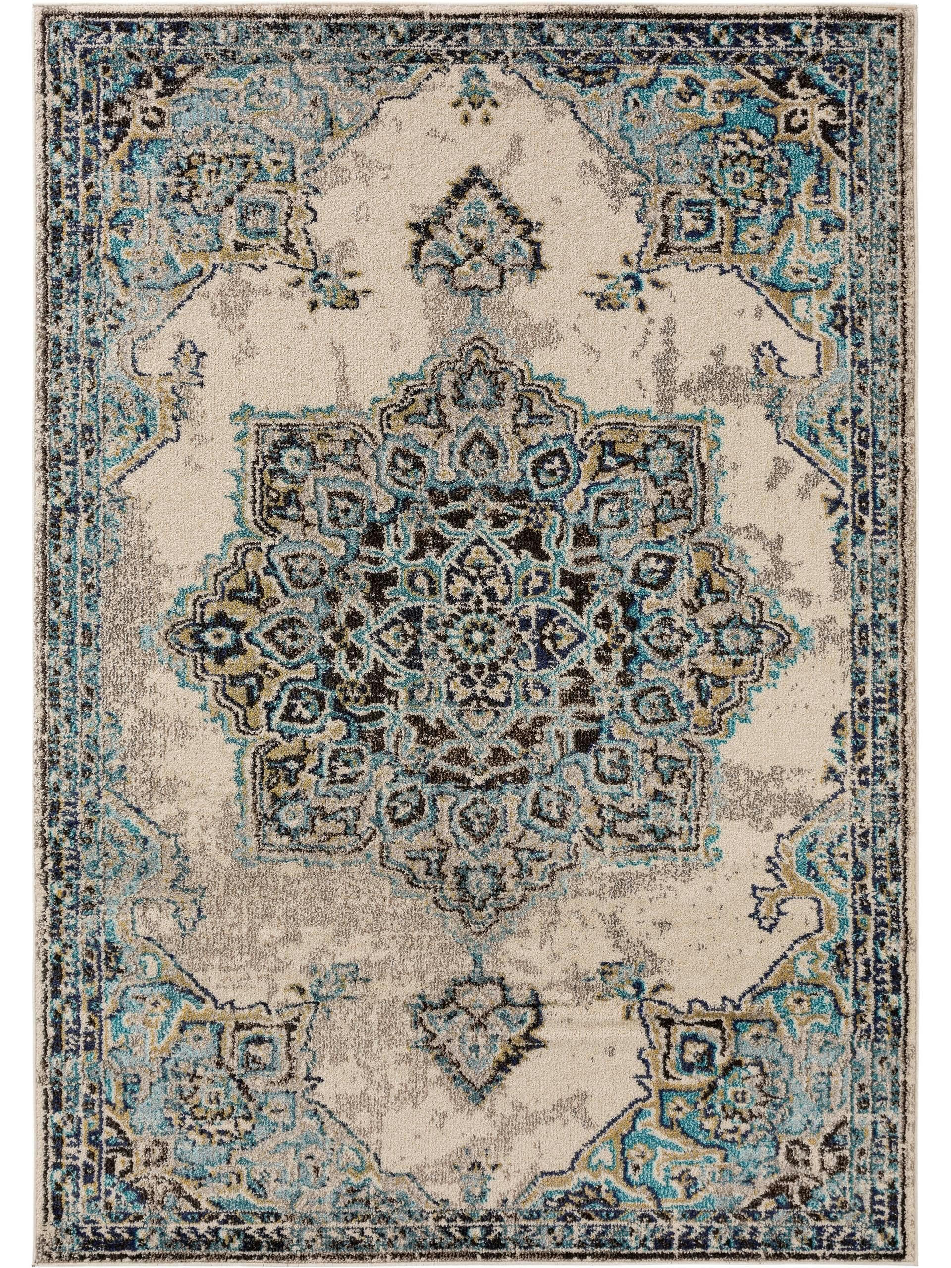 CASA - Tapis beige/turquoise 80x150