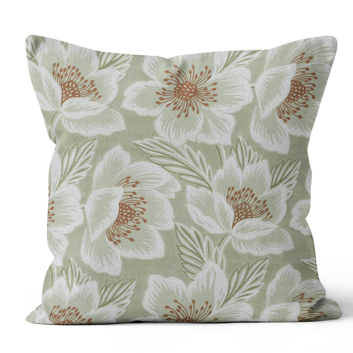 - Coussin floral polyester beige 40x40cm