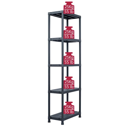 NNEVL Storage Shelf Racks 5 pcs Black 125 kg 60x30x180 cm Plastic