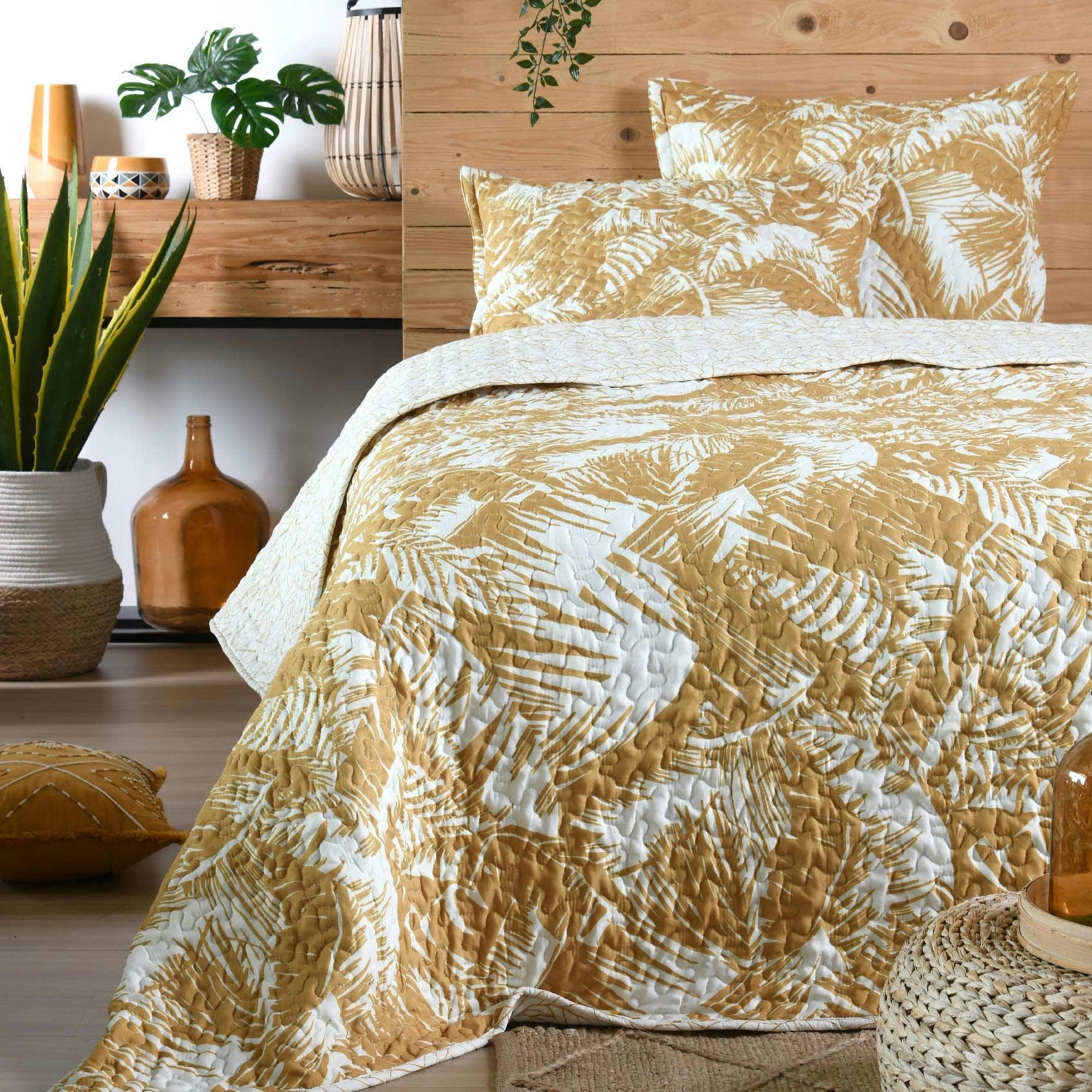 - Ensemble réversible boutis et taies esprit jungle