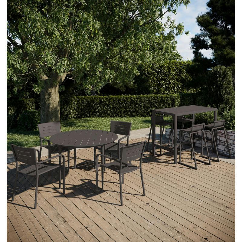 INARI - Table de bar 4 personnes  140X70CM en aluminium carbone