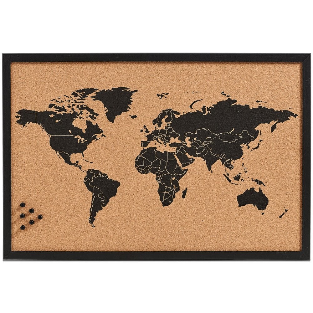 Tablica korkowa na notatki World, 60x40 cm, ZELLER