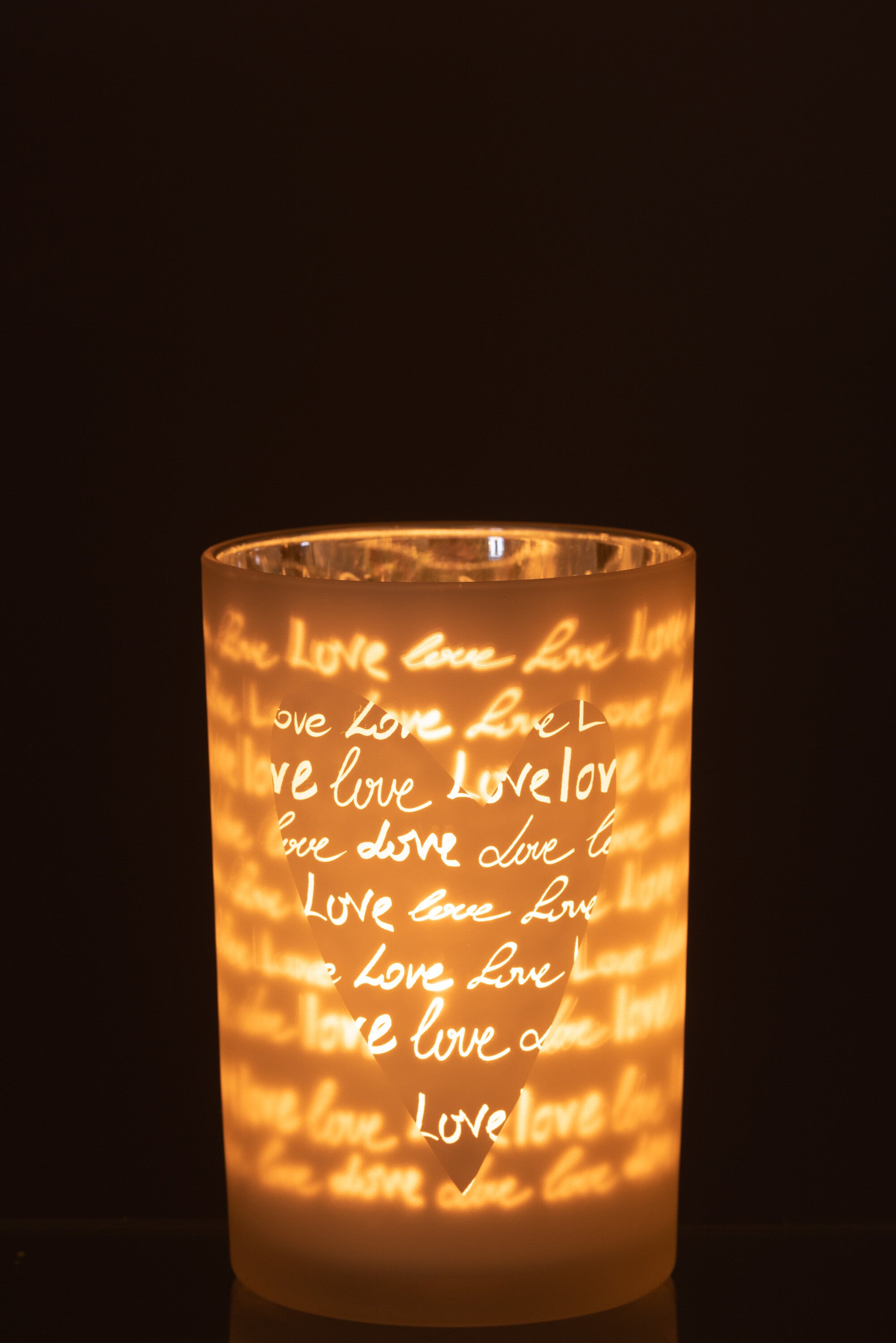 J-Line windlicht Love - glas - wit - large
