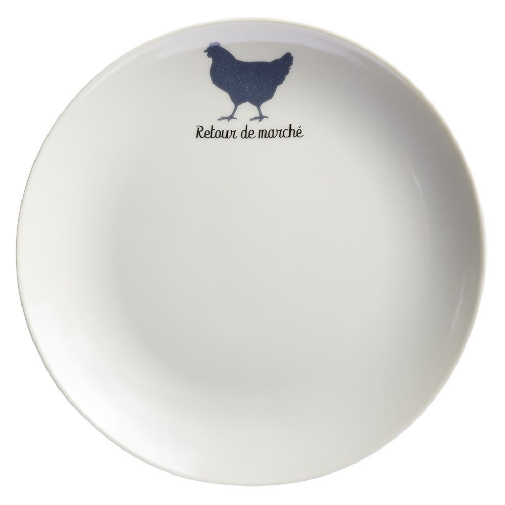 Assiette à dessert beige motif poule Ø26cm