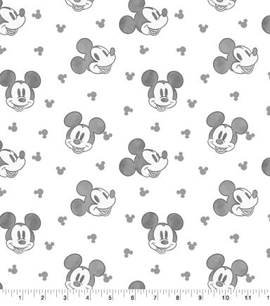 Mickey Drawn Name Toss Disney Flannel Fabric
