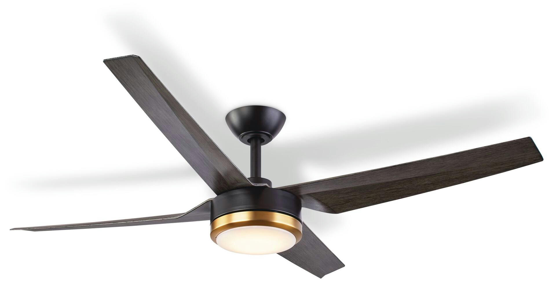 NOMA Harper 4-Blade 6-Speed Outdoor Ceiling Fan with LED Light Kit & Remote, 52-in, Matte Black