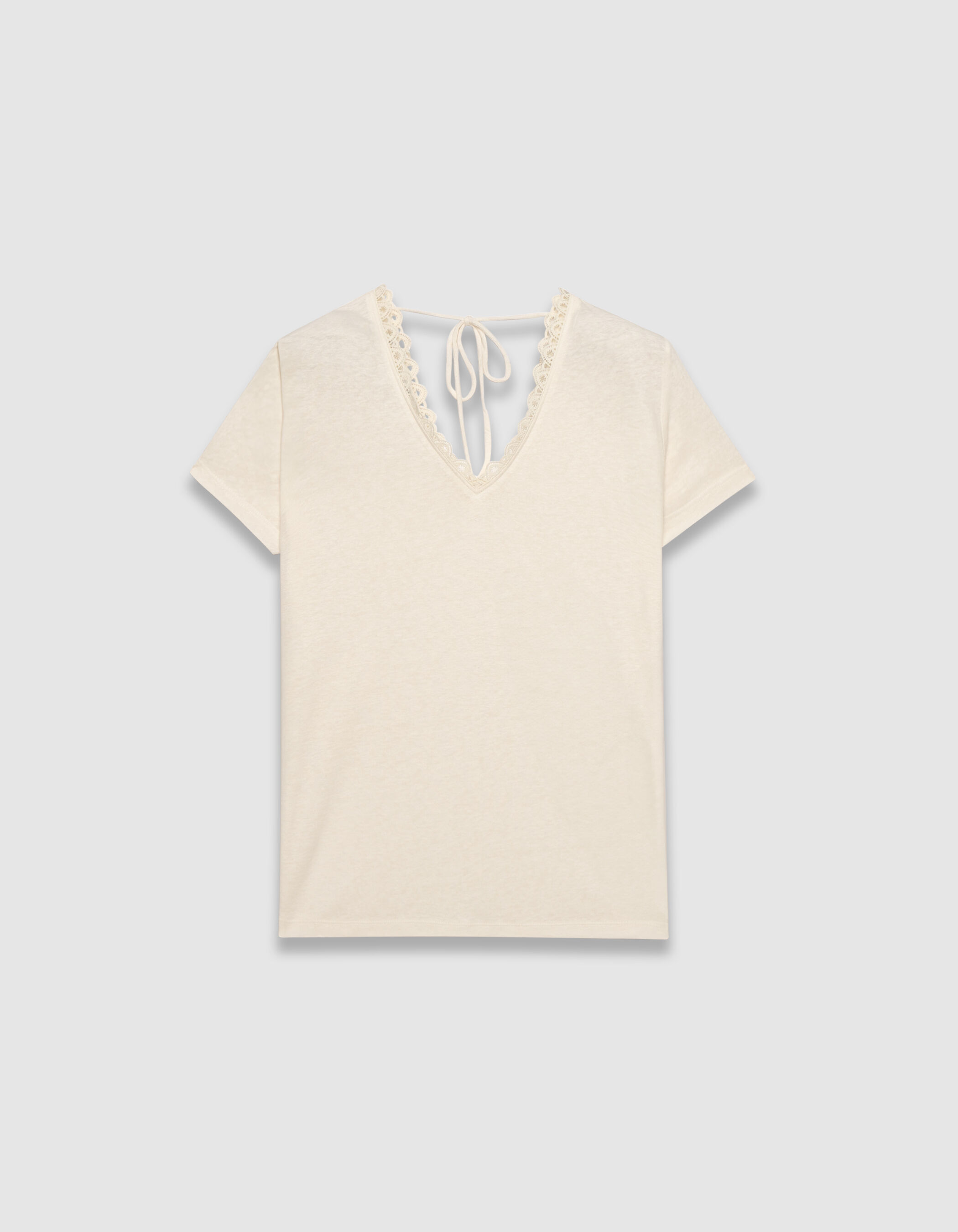 Tee-shirt blanc encolure V devant et dos