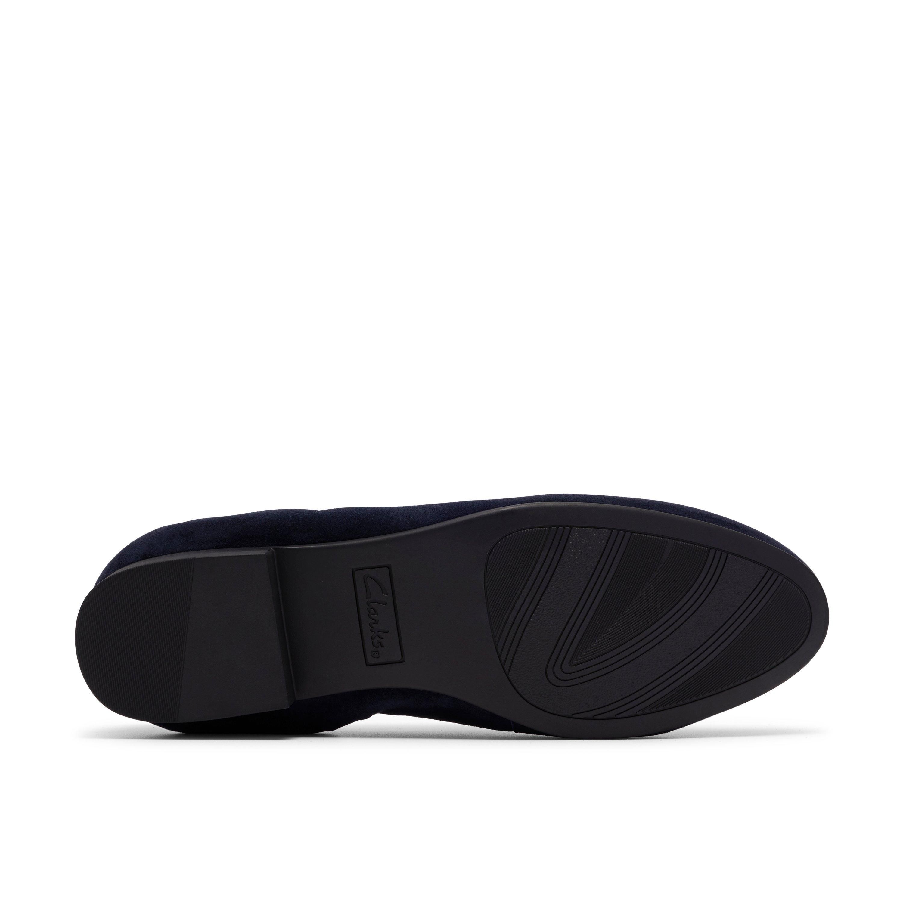 Clarks Tamna Pure Navy Suede Loafers,Slip Ons