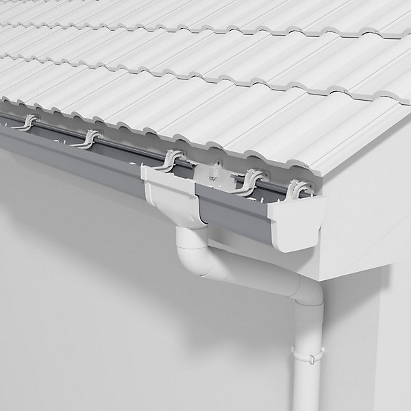 Lot de 2 gouttières PVC moulurée dév 300 mm - Long. 2 m - Gris