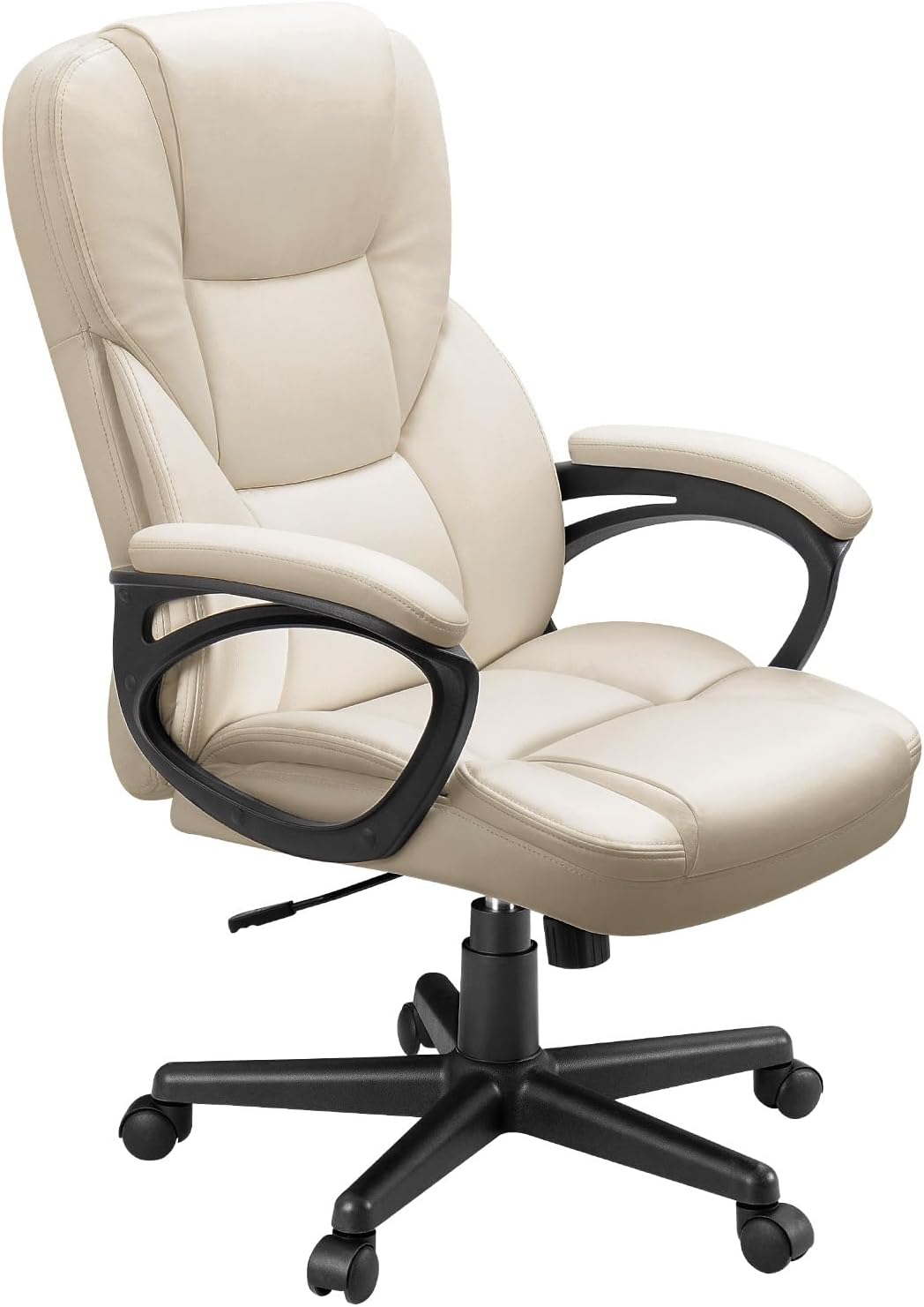 Furmax Office Executive Chair High Back Adjustable Managerial Home Desk Chair, Swivel Computer PU Leather Chair with Lumbar Support (1, Beige)