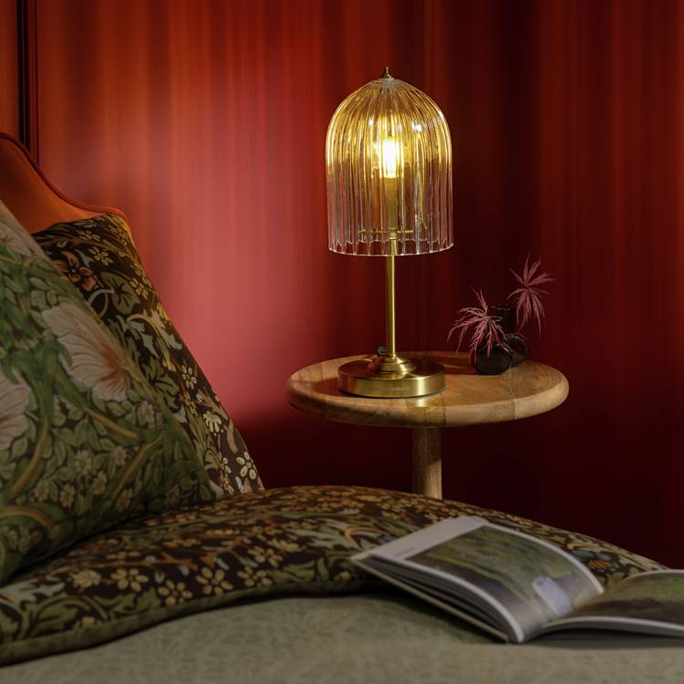 Habitat x Morris & Co. Glass & Brass Cloche Table Lamp
