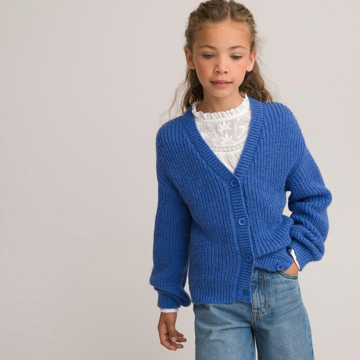 Gilet boutonné en grosse maille