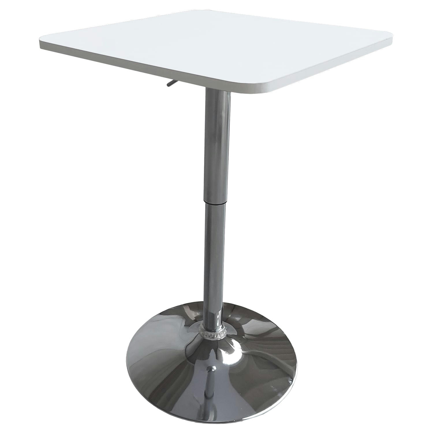 LUKE - Table de bar carrée blanche et chrome