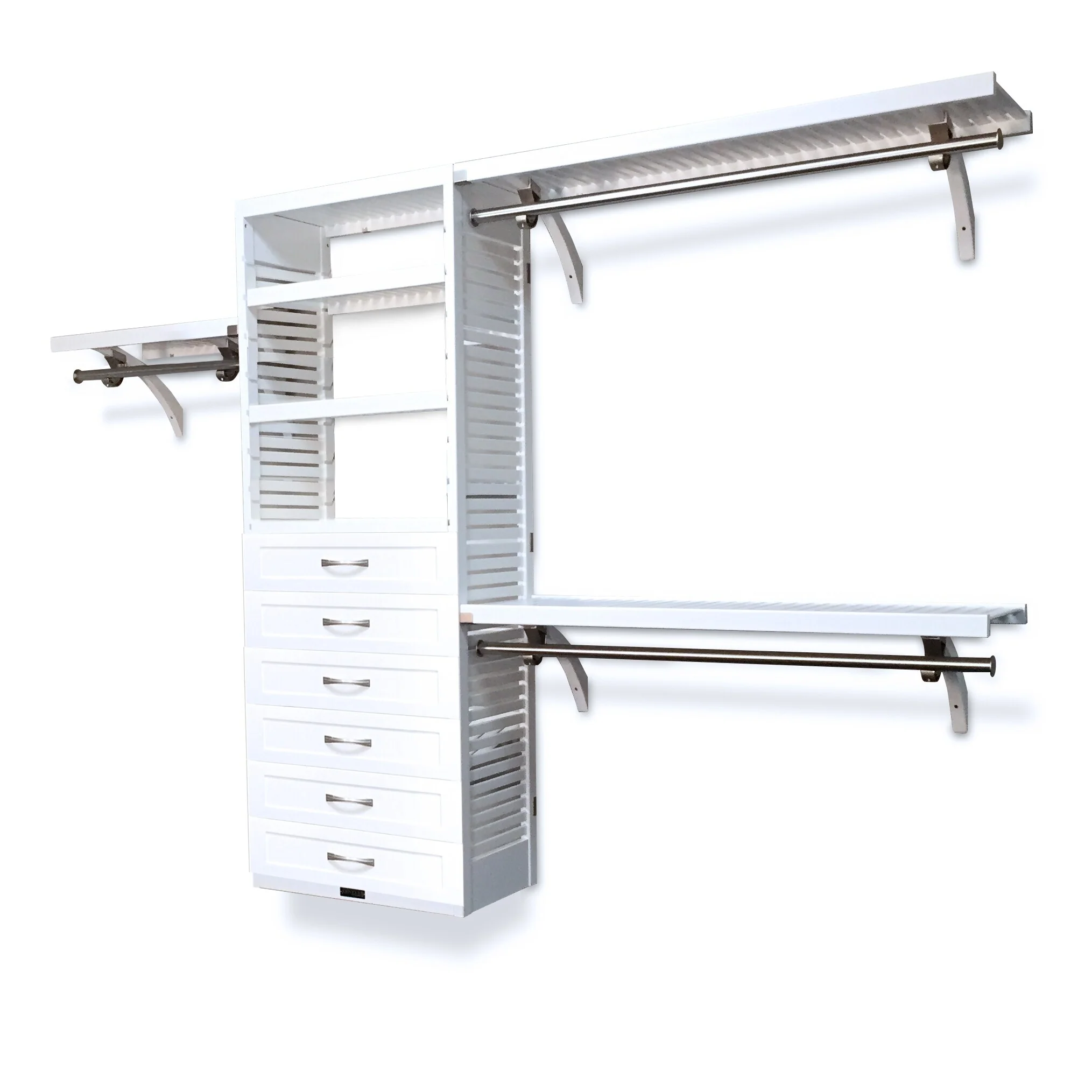 John Louis Home Solid Wood Walk-In Closet System with 6-Drawes White