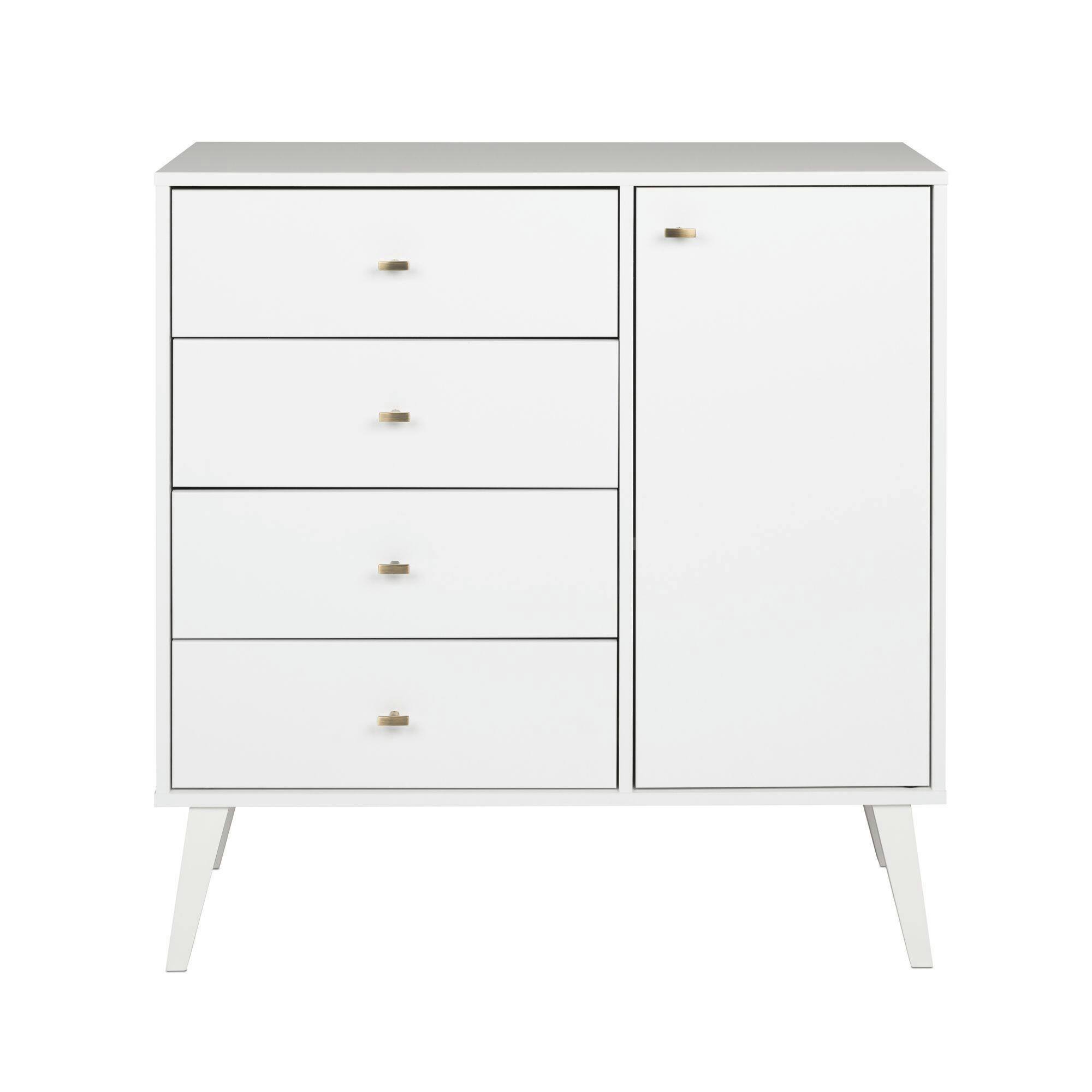 Prepac 4-Drawer Milo Mid-Century Modern Chest with Door