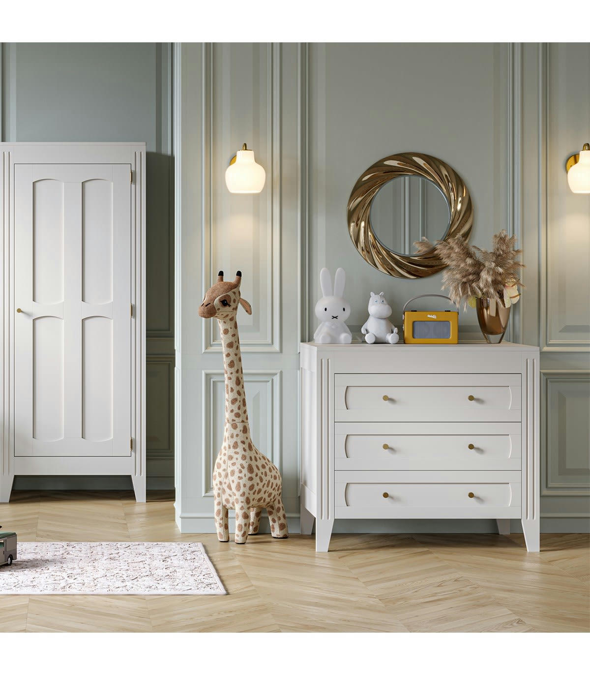 MILENNE - Commode 3 Tiroirs avec Moulures  L100 x H92cm