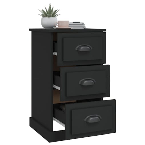 NNEVL Bedside Cabinet Black 39x39x67 cm Engineered Wood